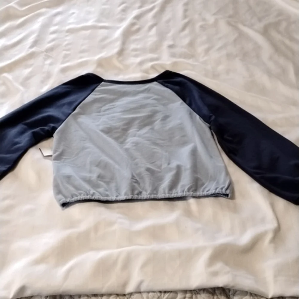 Knit Works Star Stud Blue & Gray Blouse, Size: L 14, NWT